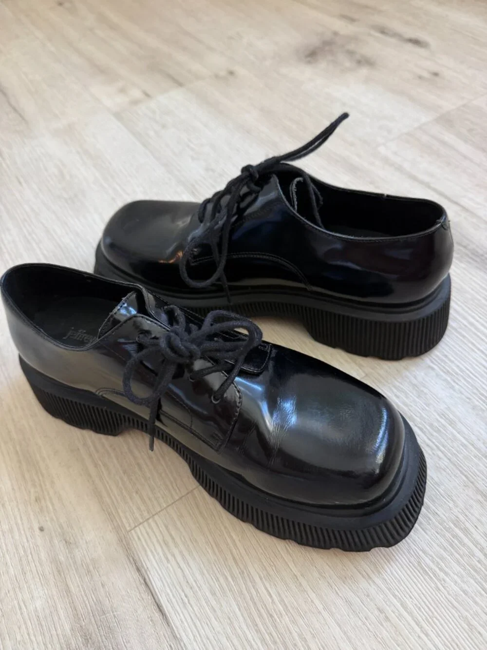Jeffrey Campbell Black Y2K The Office Grunge Patent Platform Oxford Shoes 8.5
